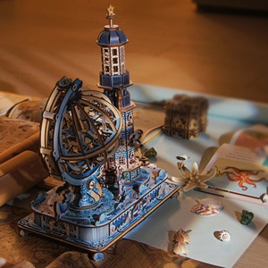 Boîte à musique <span class=keywords><strong>Globe</strong></span>, plus de 200 pièces, <span class=keywords><strong>puzzle</strong></span> en bois <span class=keywords><strong>3D</strong></span>, modèle musical rotatif, kit de bricolage, cadeau pour adultes de 14 ans et plus - Product Image 4