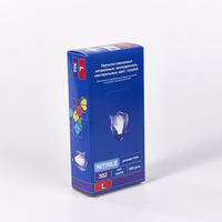 Boîte à fermeture automatique avec fenêtre, motif texte russe bleu, pour 100 gants de travail en nitrile jetables sans poudre, emballage de sécurité