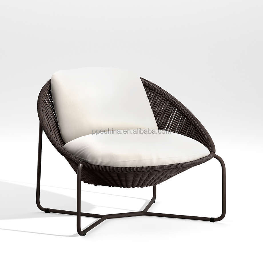 Luxury Unique design hotel patio handwoven leisure chair aluminum frame garden chair villa all-weather rope Chair