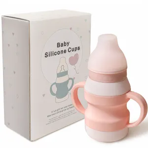 सिलिकॉन बच्चे को खिलाने कप शिशु पीने के भूसे कप निविड़ अंधकार सिलिकॉन Tableware Toddlers के व्यंजन कप