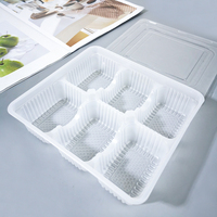 Boîte d'emballage rectangulaire jetable en PP de qualité alimentaire à 6 compartiments avec couvercle transparent pour raviolis, snacks, pâtisseries, pâtes coupées au couteau, et aliments cuits à la vapeur