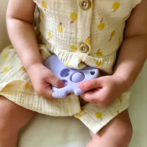 Nuevo BPA libre de silicona bebé Animal mordedor juguetes venta al por mayor de silicona de grado alimenticio neutral niños mano masticar dinosaurios mordedores