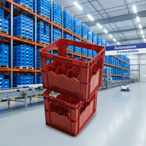 JOIN Caisse à bière en plastique robuste à 12 compartiments, avec trous de 85 mm, empilable, pour le transport de bouteilles d'eau, pour la logistique de brasserie et la circulation en gros - Product Image 2