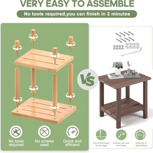 Solid <b>Wood</b> Side <b>Table</b> Double Layer Coffee <b>Table</b> Modern Minimalist Living Room Storage Shelf <b>Small</b> Apartment Furniture - Product Image 4