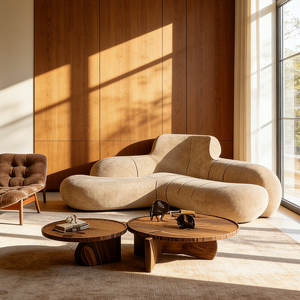 Juego de Sofás Curvos Modernos de Tela, Sofá Redondo Blanco para Sala de Estar, Sofá Semicircular de Estilo Bouclé para Apartamentos Pequeños, Muebles para el Hogar - Product Image 5