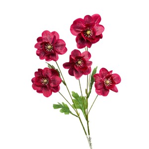 Bouquet artificiel d'anémones 3D, 5 têtes, en plastique et tissu, décorations de mariage, décoration intérieure - Product Image 5