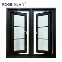 Ventana Abatible de Aluminio con Doble Acristalamiento y Rejillas, Estilo Americano, Insonorizada, Marca Rogenilan, en Venta
