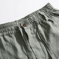 Pantalon en lin 100 % personnalisé pour homme, vente en gros, OEM, avec cordon de serrage, décontracté, respirant, coupe ample, vêtements en lin d'été, usine TKAN7724