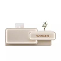 Bureau de réception moderne minimaliste en bois laqué avec éclairage LED pour bureau, hôtel, salon de beauté, hôpital, centre commercial et usage commercial