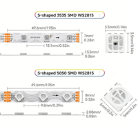 Lampu LED Strip Fleksibel Bentuk S 12V WS2815 Warna Impian yang Dapat Ditekuk untuk Logo, Papan Reklame, dan Huruf Saluran