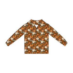 Pull à fermeture éclair pour enfants à imprimé floral d'automne personnalisé, vente en gros, boutique, vêtements pour sœurs, chemises et hauts pour enfants, styles variés - Product Image 4