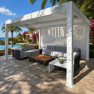 Pergola Motorizzata <span class=keywords><strong>in</strong></span> Alluminio Verniciato a Polvere con Tetto a Lamelle, <span class=keywords><strong>Copertura</strong></span> Ecologica per Balcone, Patio, Giardino e Terrazza - Product Image 2