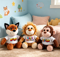 Peluches Personalizados por Sublimación, Animales de Peluche como Zorro, León y Mono con Nombre Personalizado, Regalo de Cumpleaños Perfecto para Niños