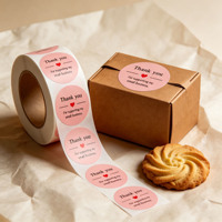 Autocollants ronds roses personnalisés de remerciement - Étiquettes d'emballage pour sceller les colis, soutenant ma petite entreprise, pour boutique