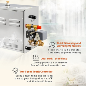 Générateur de vapeur moderne en acier inoxydable de 9 kW avec panneau de commande informatisé pour <span class=keywords><strong>douche</strong></span> vapeur domestique et kit spa <span class=keywords><strong>hammam</strong></span> - Product Image 4