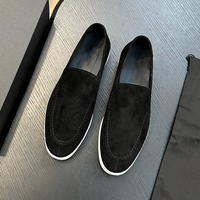 Mocassins en cuir nubuck de créateur, semelle blanche souple de luxe, chaussures décontractées élégantes