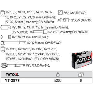Eertuo Socket Wrench <b>Set</b> 46 Pieces Metric Imperial 1/2 In Chrome Vanadium Steel <b>Tool</b> Kit - Product Image 2