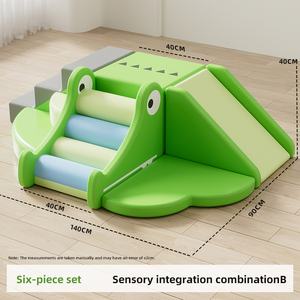 Juego de Juguetes Multifuncionales de Peluche para Niños Pequeños, Set de 3 Piezas Verde para Área de Juegos <span class=keywords><strong>Interior</strong></span>, con Tobogán y Zona de <span class=keywords><strong>Escalada</strong></span> - Product Image 1