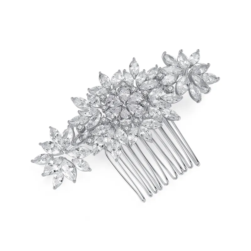 LUOTEEMI Classic Antique Style Jewelry Design Fancy Flower A AA Cubic Zircon Hair Pins for Woman Bridal Comb