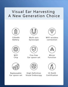 Meilleure Vente : Outil Intelligent de Nettoyage d'Oreilles avec Caméra WiFi 1080P HD, Nettoyeur d'Oreilles Sans Fil, Kit de 12 Embouts en Silicone - Product Image 4