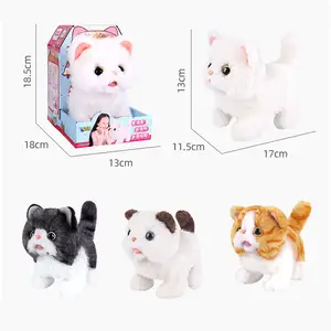 Kids Cute B/O Talking Sounds Animal Plush Pet Toys Electric Walking Interactive Lifelike Cat Soft Plush Pet Doll Toy For Baby