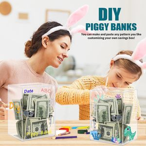 Hucha acrílica transparente personalizada, caja de ahorro de dinero irrompible, tarro - Product Image 4