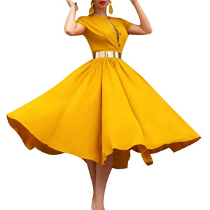 Robes vintage pour femmes, robe de cocktail princesse avec ceinture, robes modestes pour invitées de mariage <span class=keywords><strong>à</strong></span> l'église - Product Image 1