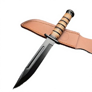 Couteau de poche à lame fixe en acier inoxydable de qualité industrielle KB 1217, 21 cm, pour la survie en jungle, la chasse, la randonnée, manche en bois, OEM - Product Image 2