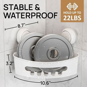 Corner Shower Caddy Suction Cup Shower Caddy Basket Powerful Suction Shower Shelf Waterproof & Oil-proof Bathroom Organizer - Product Image 2