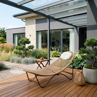 Meilleure vente : Chaise longue en rotin Meiqi moderne et écologique, convertible siège-dépose, avec table d'appoint, pour extérieur/cour, forme lune, idéale pour parcs et hôtels