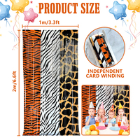 Lot de 3 rideaux à franges en feuille métallisée à imprimé animal (Léopard, Zèbre, Guépard) – Toile de fond brillante pour décorations de fête d'anniversaire et photomaton