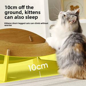 Lit pour chat en bois moderne de haute qualité, grand format, avec griffoir amovible, lavable, confortable et écologique, pour le quotidien des chats - Product Image 3