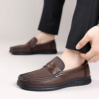 Mocassins de ville pour hommes en cuir véritable à bout fermé, nouvelle collection printemps 2026, confortables, semelles souples, à enfiler, élégants, légers, pour le bureau