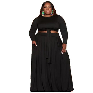Vêtements pour femmes surdimensionnés européens et américains d'automne et d'hiver de haute qualité avec jupe décontractée de poche ensemble deux pièces - Product Image 4