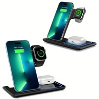 Stasiun Pengisi Daya Nirkabel Cepat 15W 3 in 1 |   untuk iPhone 16 15 14 13 Pro Max/Pro, IWatch Ultra 10/9/8 7/AirPods 4/3/2/Pro/pro2