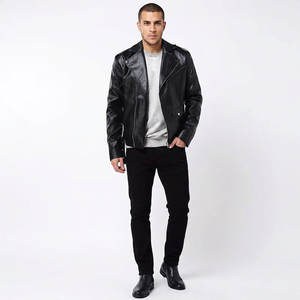 2026 New Men Solid Color Genuine Leather <b>Red</b> Coated Hooded Fashion Zipper Varsity <b>Jacket</b> Stand Collar Front Logo Casual - Product Image 1