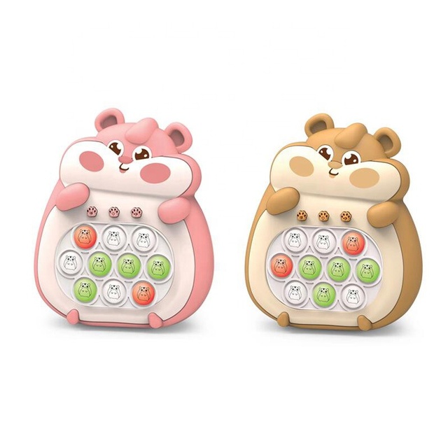 New Upgrade Quick Push Game Electric Pop Pushing Game Chinchilla Design Fidget Toy Handheld Console Light up Fast Push Machine
