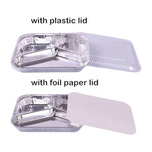 מגשי אוכל מנייר אלומיניום מלבניים בהתאמה אישית, מכסה פלסטיק, בטוחים לתנור, ידידותיים לסביבה, תבניות אפייה, מגשי תעופה לאריזה - Product Image 3
