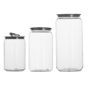 CREATIVE Custom PET Transparent Soft Soda Drink Plastic Can With Easy Open End