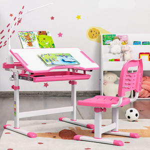 Table et chaise d'étude pour enfants, hauteur réglable, bureau d'étude pour enfants, rose, bleu et gris - Product Image 5