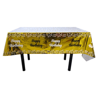 Nappe d'anniversaire en gros avec logo personnalisé, couverture de table jetable en plastique, fournitures de décoration d'anniversaire OEM