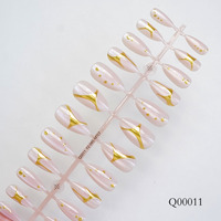 Fabricant d'ongles pressés, forme amande moyenne, style gothique étoile en noir, colle gel, ongles artificiels réutilisables, faux ongles en acrylique, manucures