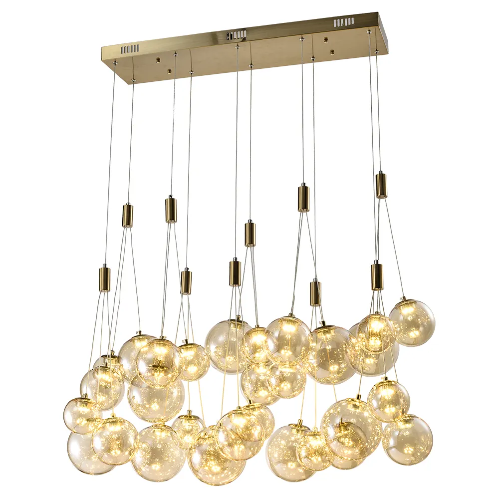 Contemporary antique bronze led modern bubble glass chandelier and lamps