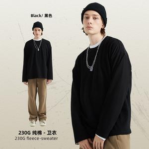 Femmes nouveau 230g épaissi Double <span class=keywords><strong>gaze</strong></span> couleur unie pull T-<span class=keywords><strong>Shirt</strong></span> en vrac <span class=keywords><strong>coton</strong></span> manches longues automne imprimer hommes Style <span class=keywords><strong>de</strong></span> mode - Product Image 3