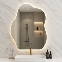 Miroir LED asymétrique moderne de luxe fait main, rétroéclairé, à luminosité réglable, idéal pour mariages et anniversaires