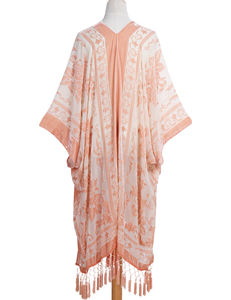 Envío rápido Vintage Burnout Velvet Kimono con borla chal largo Wrap 108*90cm flores seda sensación bufandas musulmanas para mujeres - Product Image 4