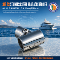 TEE de charnière de marine de l'acier inoxydable 316 60 degrés pour l'O. D. 22mm(7/8 pouces) Tube bateau Kayak Yacht bateau matériel main courante raccord