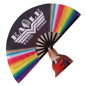 Abanico Plegable de Bambú Dorado de 13 Pulgadas con Diseño Pintado para Danza y Carnaval, Ideal para Festivales - Product Image 3
