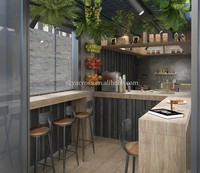 Mini Container Shop Portable Tiny House Liquor Bar Cabane extérieure pour Restaurant 10ft Kiosk Stand Deux étages avec terrasse