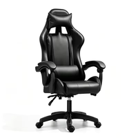 Chaise de jeu exécutive ergonomique en cuir avec support lombaire, accoudoirs inclinables et réglables, hauteur réglable, pivotant à 360 degrés, en métal